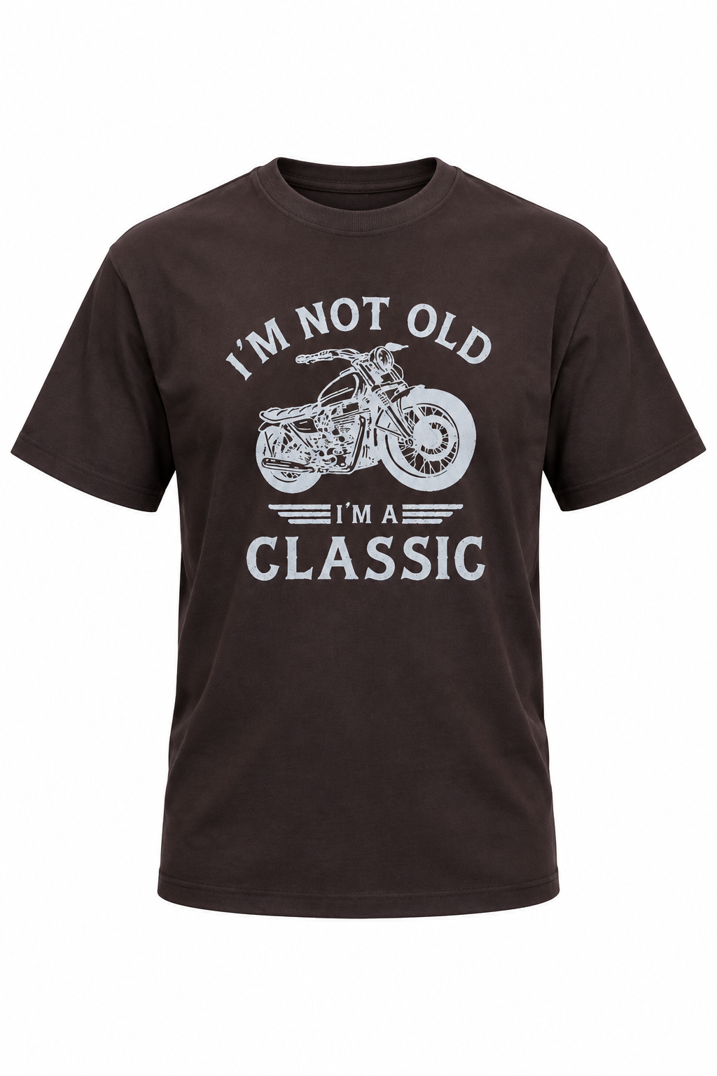 Klassisk T-shirt i bomuld med cykelmotiv og droppede skuldre - mørkebrun