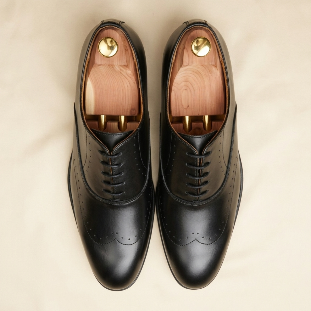 Walkist Premium Leather Brogue Oxford Shoes - Black