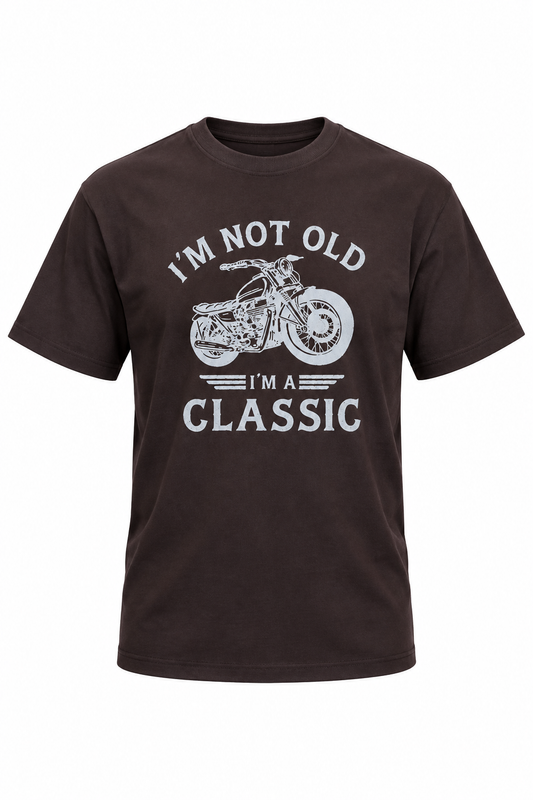 Klassisk T-shirt i bomuld med cykelmotiv og droppede skuldre - mørkebrun