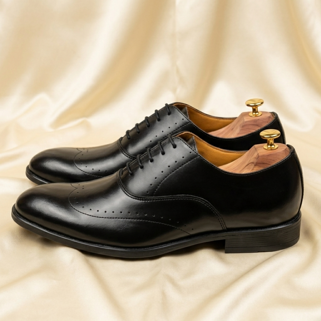 Walkist Premium Leather Brogue Oxford Shoes - Black