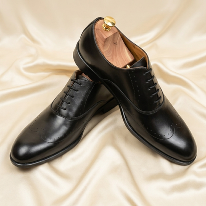 Walkist Premium Leather Brogue Oxford Shoes - Black