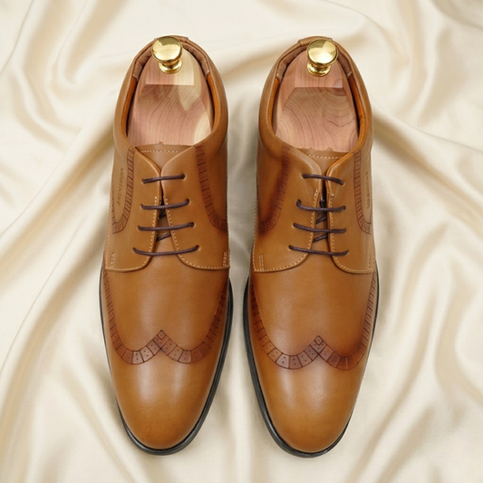 Walkist Premium Leather Wingtip Derby Shoes – Brown