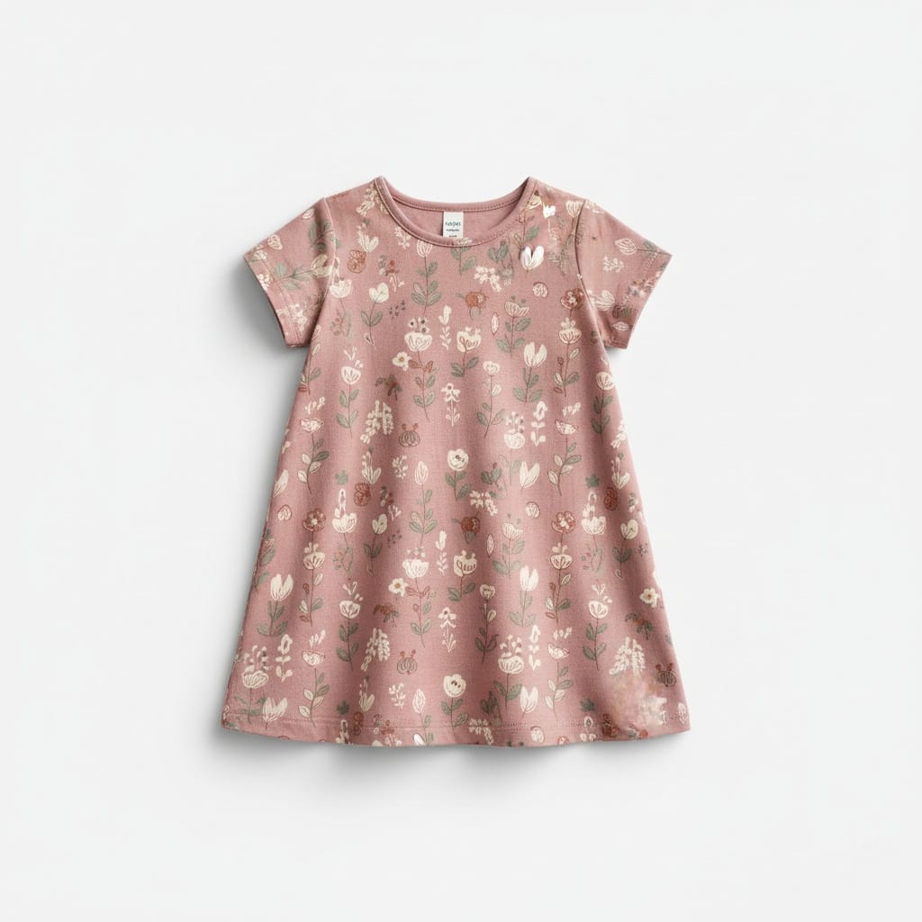 Dusty Rose Floral T-Shirt Dress