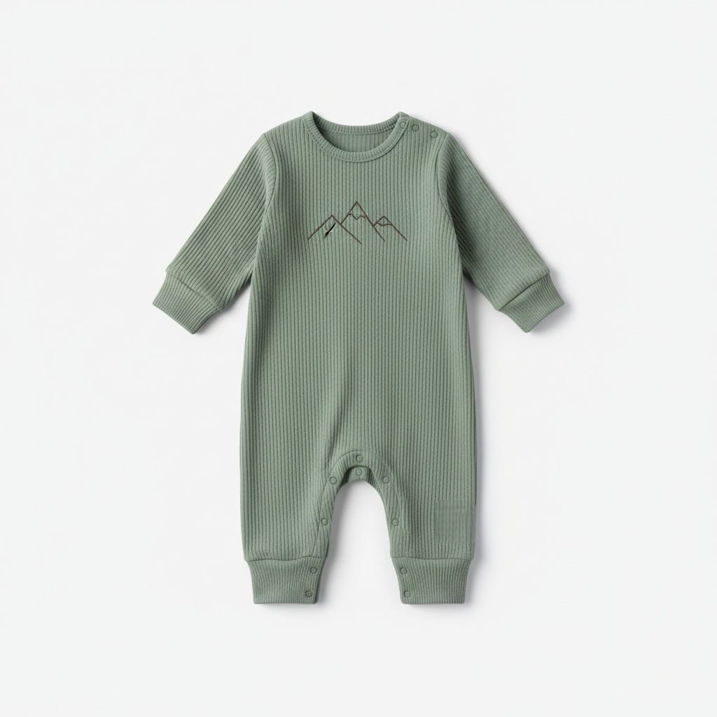 Sage Green Rib Knit Baby Romper