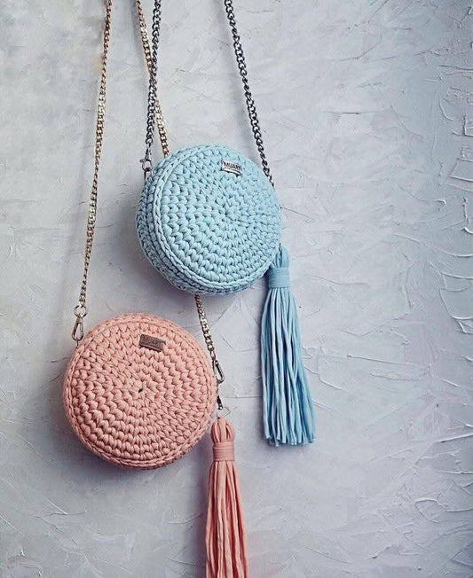 ROUND MACRAME CROSSBODY BAG – PEACH